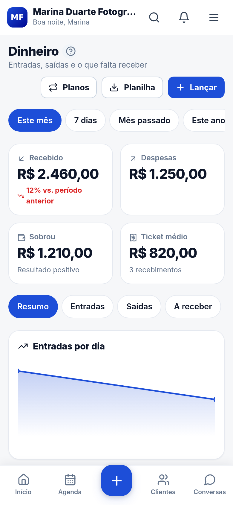 Quanto entrou no mês