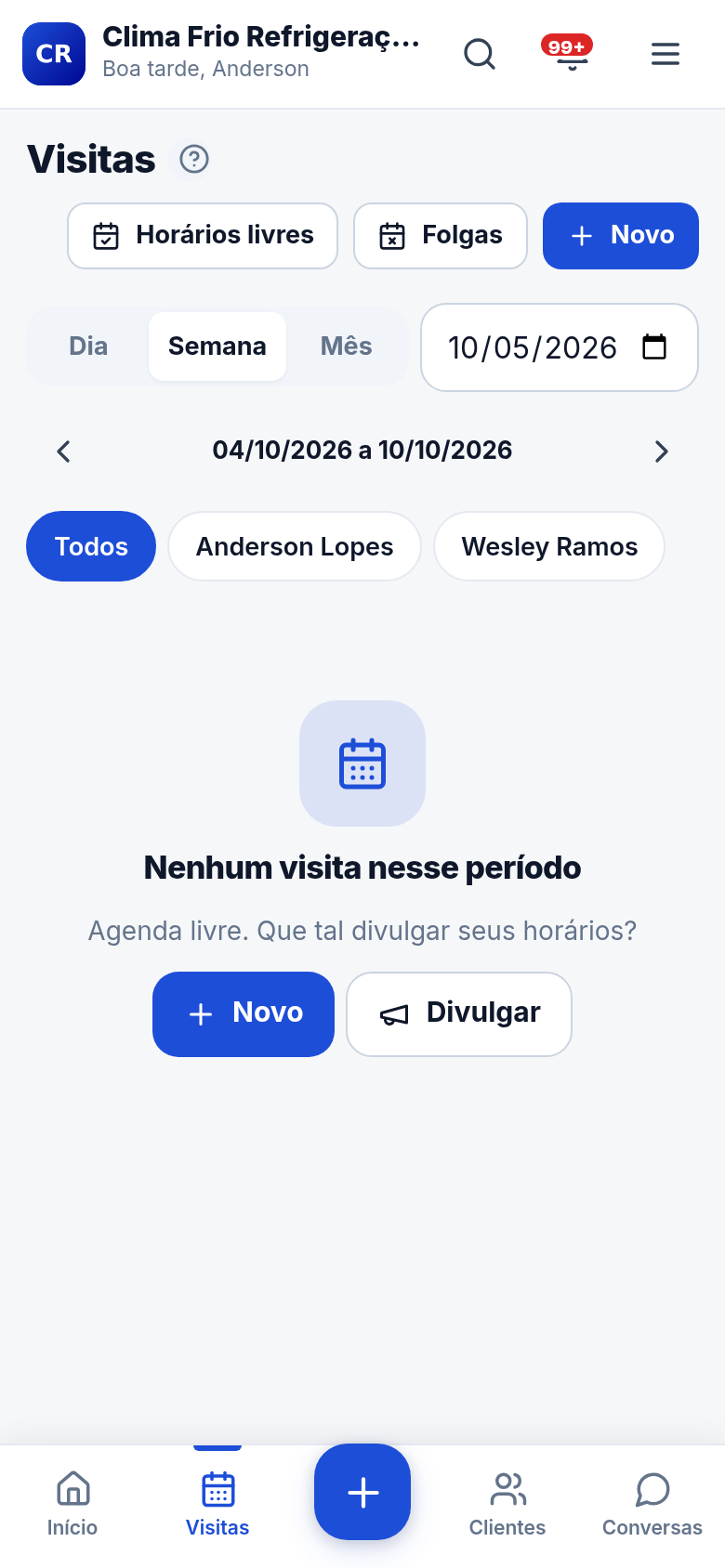 As visitas da semana