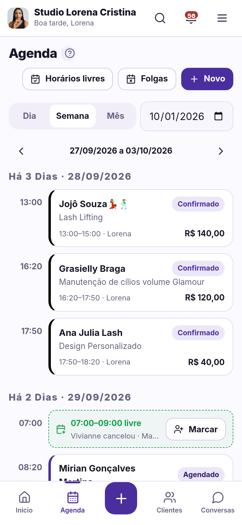 Agenda do dia