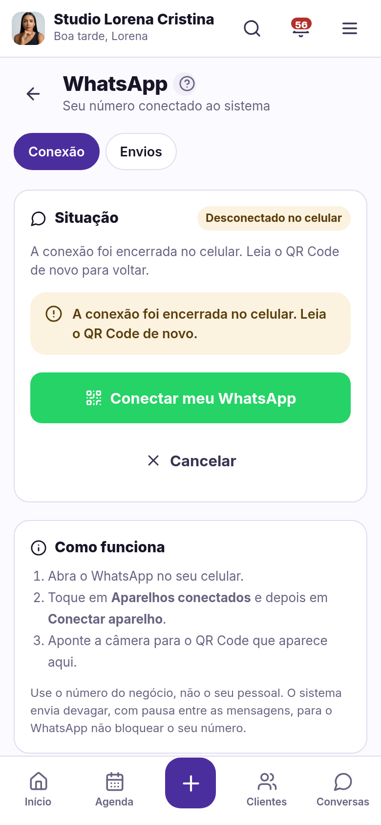 Seu WhatsApp conectado