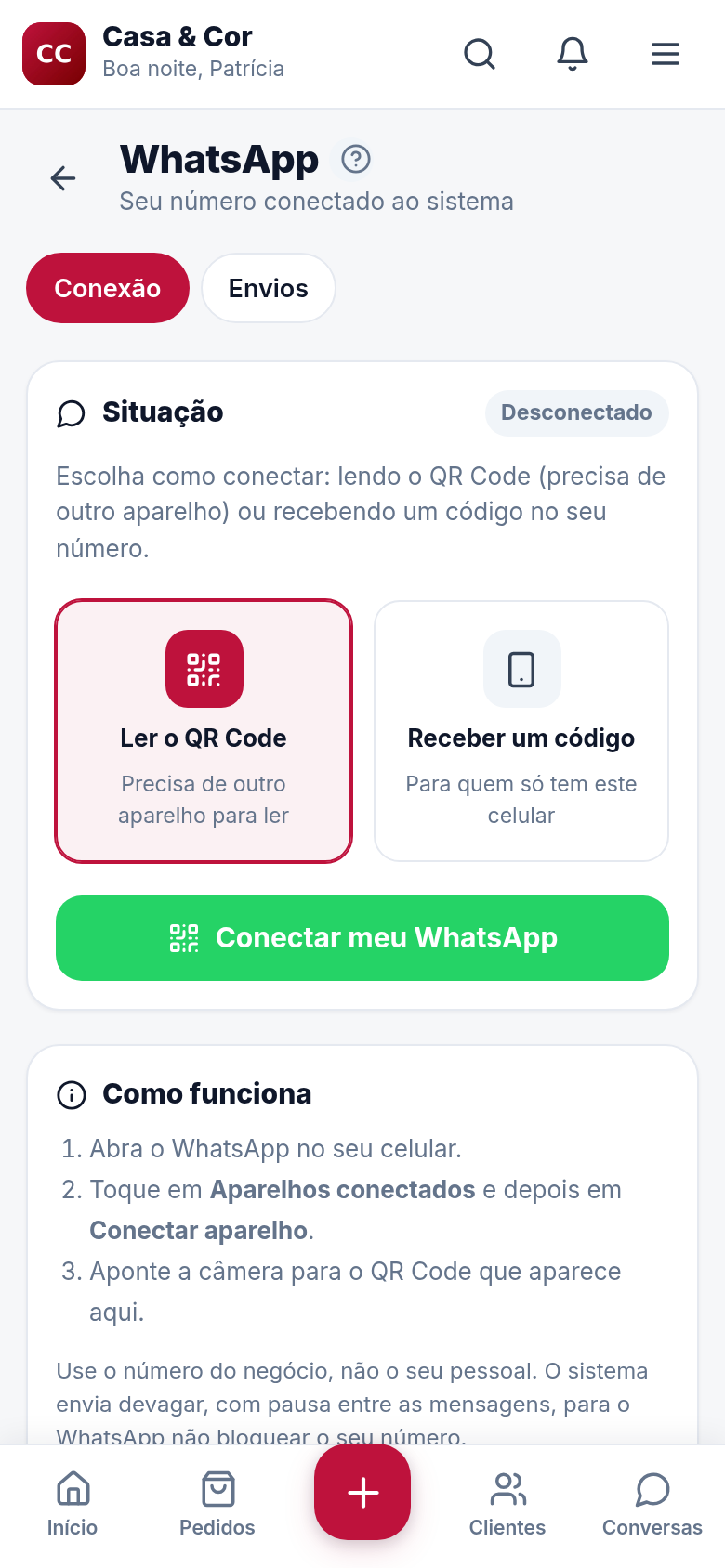 Seu WhatsApp conectado
