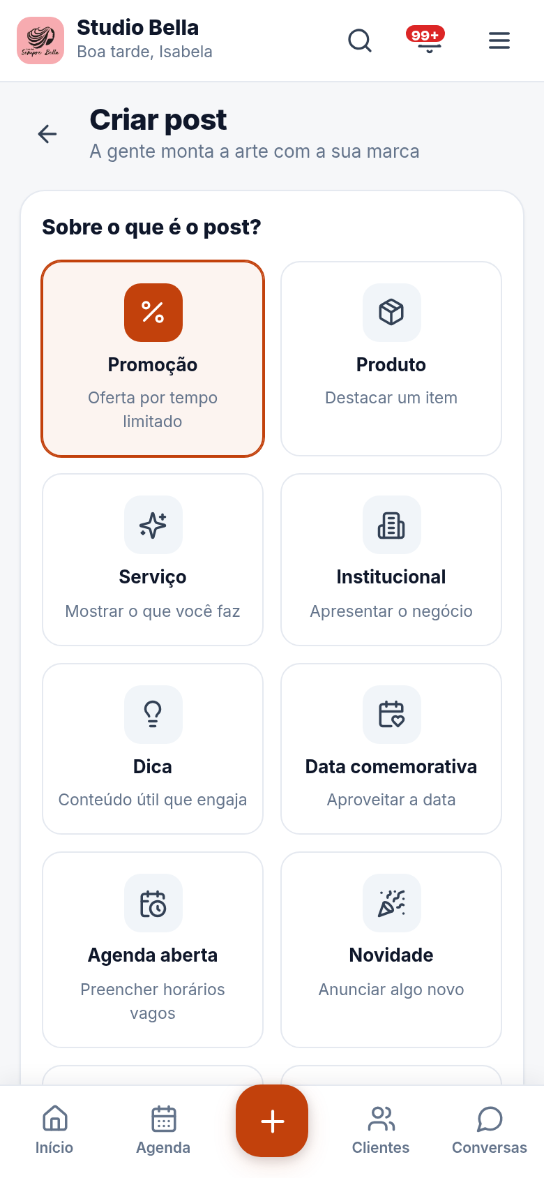 Ou crie o seu
