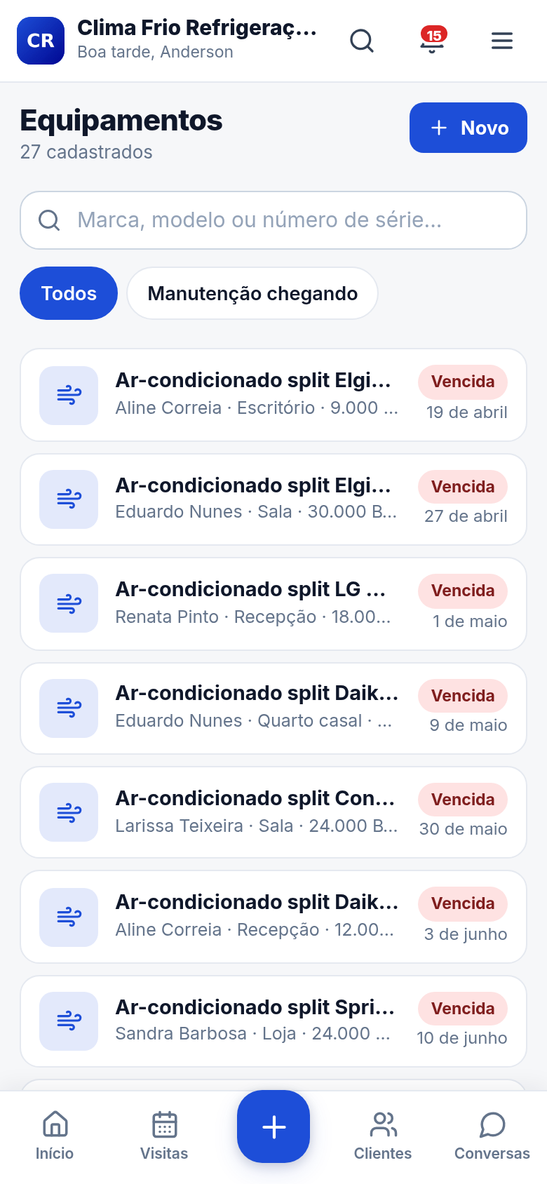 Equipamentos do cliente