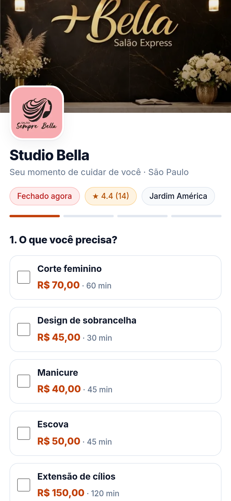 O cliente marca sozinho