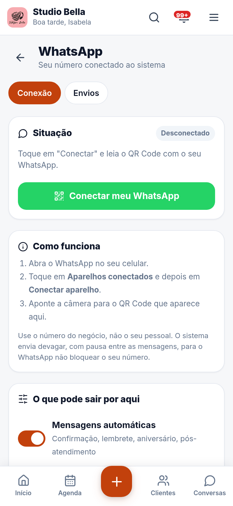 Seu WhatsApp conectado